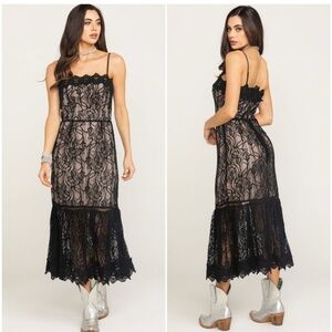 BB Dakota Black Lace to Face Lace Maxi Dress